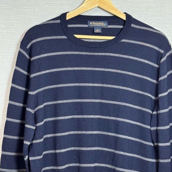 Brooks Brothers Mens Extra Fine Italian Merino Wool Sweater Size Large Stripes - Picture 3 of 6